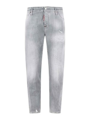 DSQUARED2: straight leg jeans - Slim Twst Grey Cotton Jeans