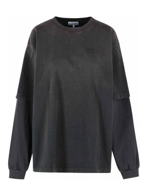 GANNI: t-shirts - Gray Cotton T-Shirt