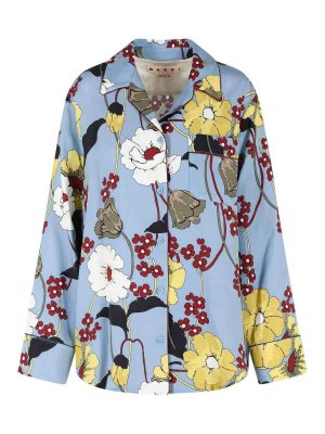Marni: camicie - Camicia in Viscosa Azzurra