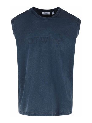 OFF-WHITE: Tops & Tank tops - Bookish Blue Cotton Tank Top