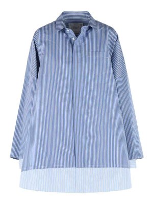 Sacai: camicie - Camicia in misto cotone azzurro