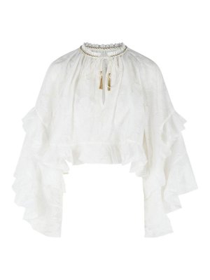 ZIMMERMANN: blouses - Daylight White Cotton Blend Blouse