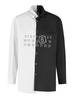 MM6 MAISON MARGIELA: shirts - Color Block Black And White Cotton Shirt