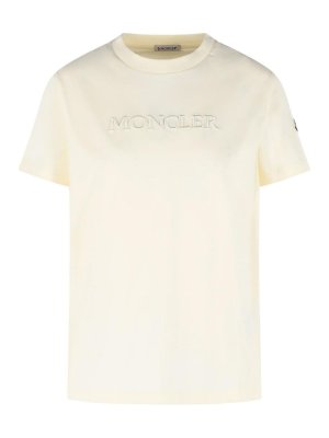MONCLER: t-shirts - Ivory Cotton T-Shirt