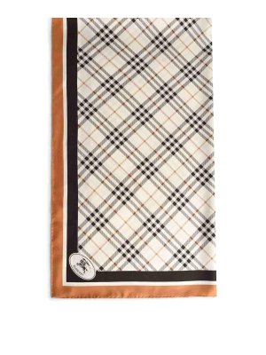 BURBERRY: scarves - Check Silk Scarf With White  Pebble