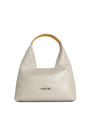 Marni: totes bags - Trapeze Mini Grey Leather Handbag
