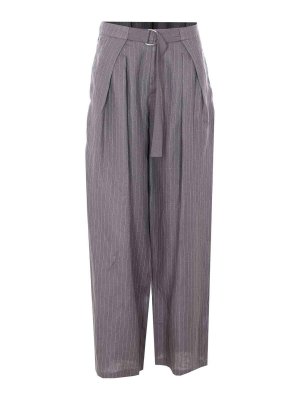ELEH: casual trousers - Grey And White Pants