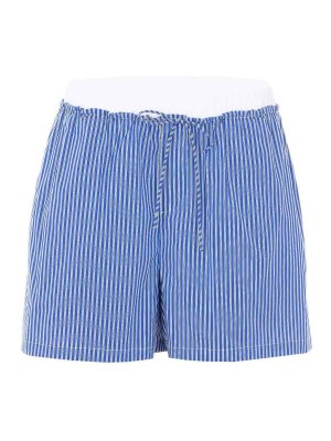 ELEH: Trousers Shorts - White And Blue Shorts