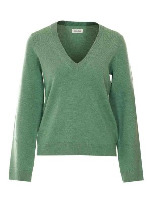 ZADIG&VOLTAIRE: crew necks - Green Vera Patch Sweater