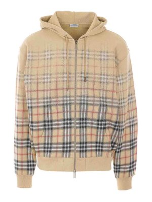 BURBERRY: Sweatshirts & Sweaters - Sand Check Zip Hoodie