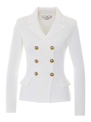 ELISABETTA FRANCHI: maglia collo rotondo - Maglione lavorato a maglia bianco