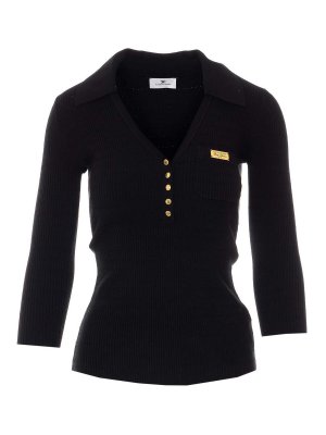 ELISABETTA FRANCHI: Strickpullover mit Rundhalsausschnitt - Rundhalspullover - Schwarz