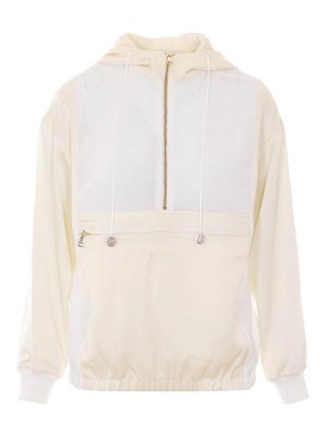 FABIANA FILIPPI: Felpe e maglie - Felpa con cappuccio mezza zip bianca