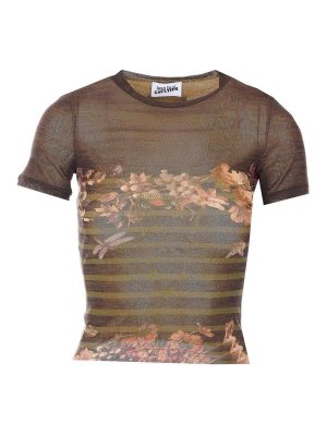 JEAN PAUL GAULTIER: t-shirts - Green Mesh Baby T-Shirt