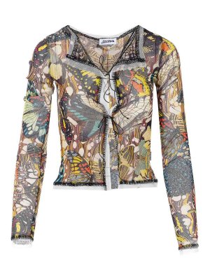 JEAN PAUL GAULTIER: Tops & Tank tops - Yellow And Multicolor Re-Edition Mesh Top