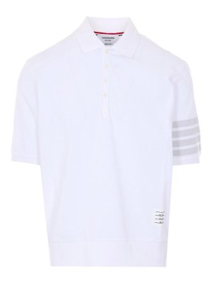 THOM BROWNE: polo - Polo tinta in capo bianca