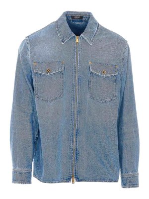 VERSACE: shirts - Zipped Denim Shirt