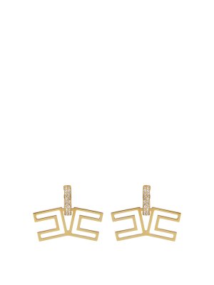 ELISABETTA FRANCHI: Orecchini - Orecchini con logo in oro