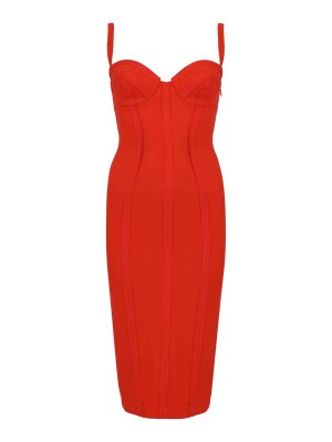 ELISABETTA FRANCHI: ニーレングスドレス - 膝丈ドレス - オレンジ