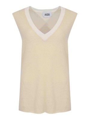 ALPHA STUDIO: Pull col rond - Pull Col Rond - Blanc