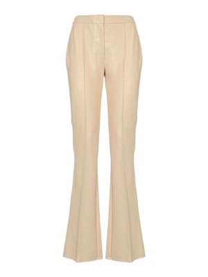 ELISABETTA FRANCHI: casual trousers - Leather-look Pants with Coconut Milk Print