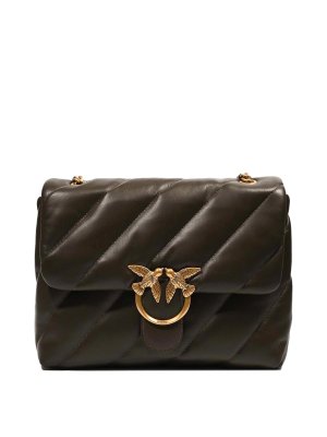 Pinko: borse a tracolla - Borsa Big Love Puff Maxi Quilt Verde Fango