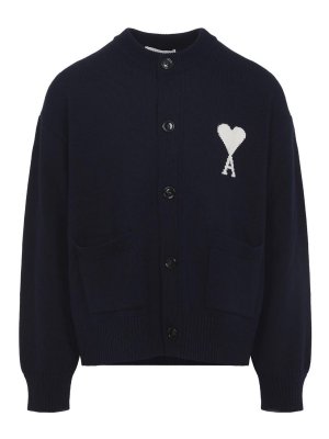 AMI PARIS: cardigans - Wool And Cotton Cardigan