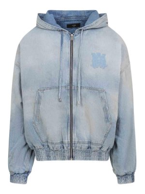 AMIRI: Sweatshirts & Sweaters - Ma Denim Zip Hoodie