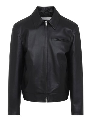 JIL SANDER: Lederjacken - Lederjacke - Schwarz