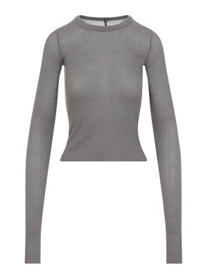 RICK OWENS: t-shirts - Cropped Rib Ls T-Shirt