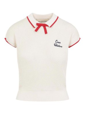 VALENTINO: Strickpullover mit Rundhalsausschnitt - Rundhalspullover - Weiß