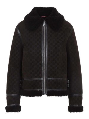 GUCCI: leather jacket - Guggi Gg Shearling Jacket