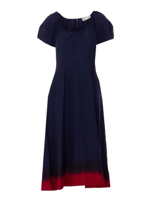 TORY BURCH: abiti corti - Abito blu e rosso con maniche a palloncino