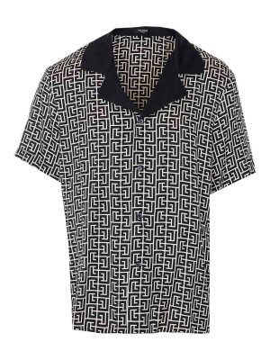 Balmain: t-shirts - White And Black Monogram T-Shirt