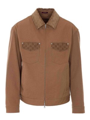 GUCCI: casual jackets - Brown Jacket With Frontal Zip Closure