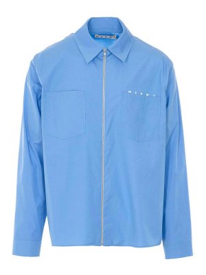 Marni: shirts - Light Blue Shirt With Zip Closure