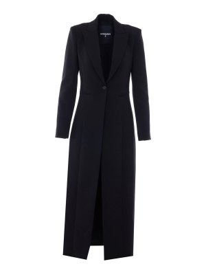 PATRIZIA PEPE: knee length coats - Black Coat With Button Closure