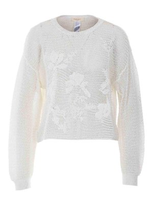 TWINSET: crew necks - White Knitted Sweater