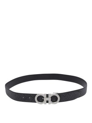 FERRAGAMO: belts - Black Reversibile Double Belt
