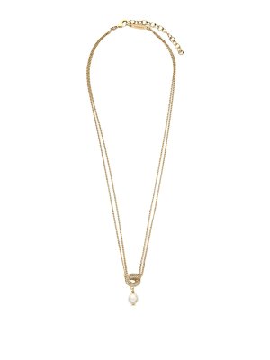 FERRAGAMO: Collane - Collana Gancini Perle E Cristalli