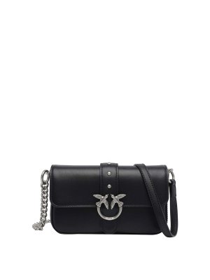 Pinko: wallets & purses - Black Love One Slouchy Crossbody Bag