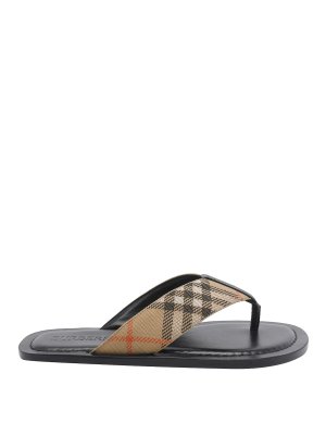 BURBERRY: sandals - Beige Pavilion Check Sandals
