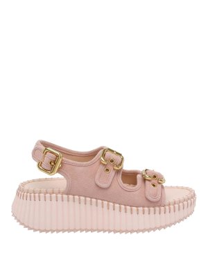 CHLOE': sandals - Pink Nama Wedge Sandals