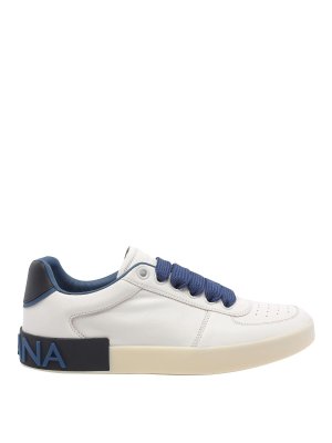 DOLCE & GABBANA: trainers - White And Blue Portofino Sneakers