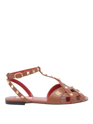 VALENTINO GARAVANI: sandals - Brown Studdy Sandals