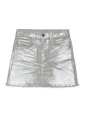 DIESEL: mini skirts - Miniskirt With Frayed Hem