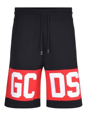 GCDS: pantaloni shorts - Pantaloncini neri in cotone