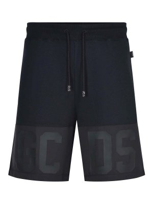 GCDS: pantaloni shorts - Bermuda Neri In Cotone