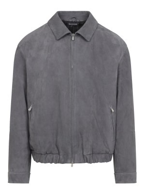 BRUNELLO CUCINELLI: Vestes en cuir - Blouson En Cuir - Gris