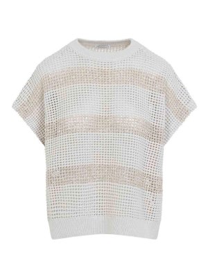 BRUNELLO CUCINELLI: crew necks - Knit Striped Sweater